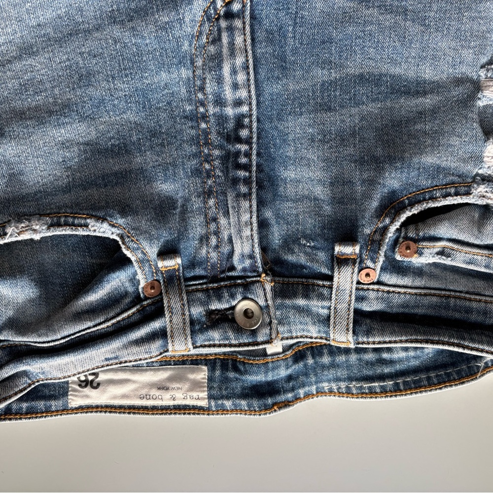 Rag & Bone Perfectly Distressed Blue Cropped Ankle Jeans 26 - Picture 6 of 7